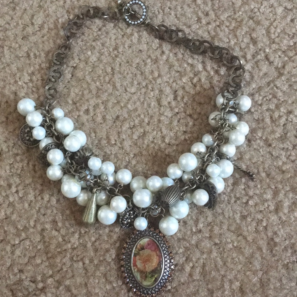 Vintage Flower Cameo Necklace